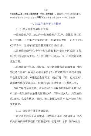 住建局2022年上半年工作总结和下半年工作打算.docx