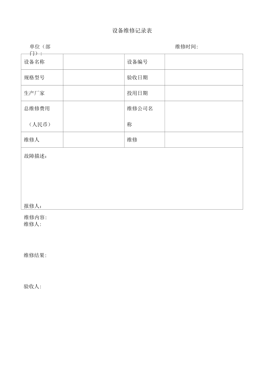 设备检修、维修记录表.docx_第1页