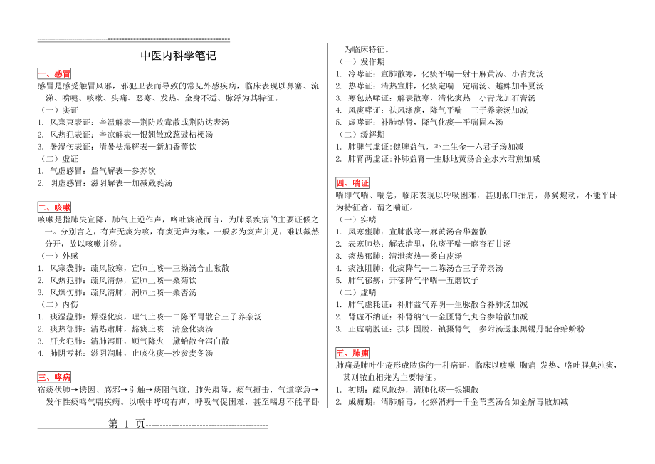 中医内科学笔记(27页).doc_第1页