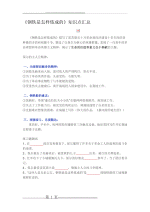 《钢铁是怎样炼成的》知识点汇总(4页).doc