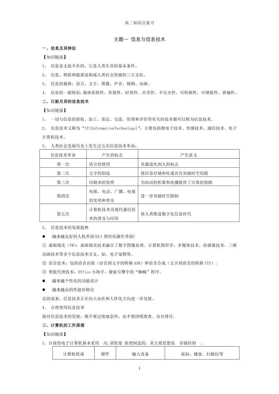 高二信息技术知识点复习 (1).doc_第1页