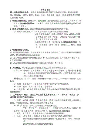 精品资料（2021-2022年收藏的）物流概论期末复习.docx