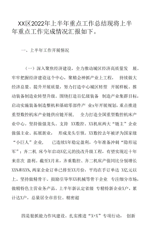 XX区2022年上半年重点工作总结.docx