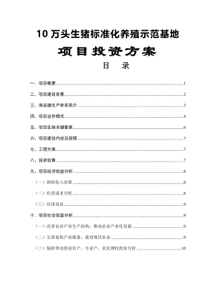 项目投资方案---10万头生猪标准化养殖示范基地.doc