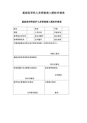 重症医学科人员准入制度 2.doc