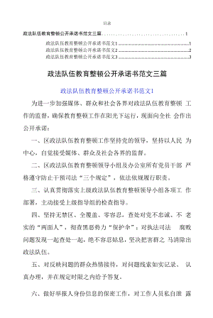 政法队伍教育整顿公开承诺书范文三篇.docx