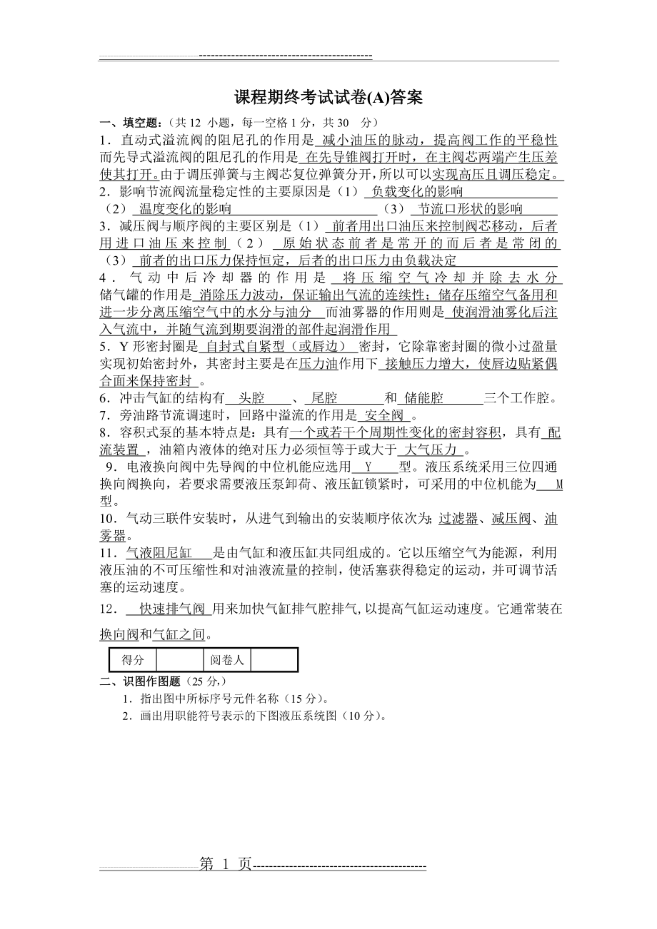 《液压与气压传动_》试卷(A)答案(15页).doc_第1页