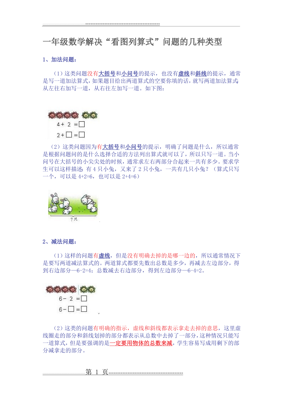 一年级数学解决看图列式问题常见题型(5页).doc_第1页