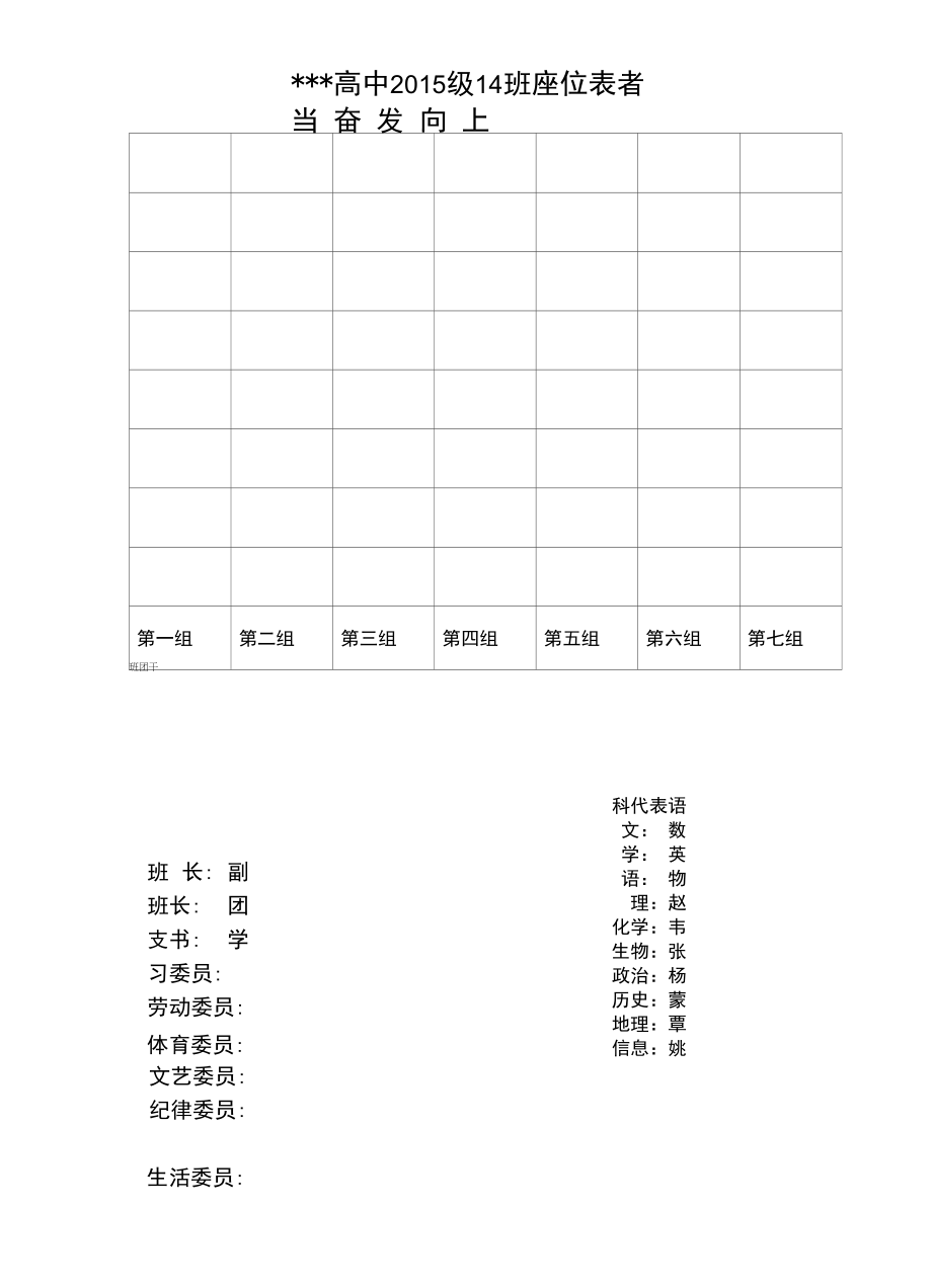 中小学班主任与年级管理工作常用100个策略之班级座位表.docx_第1页