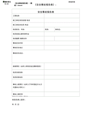 《安全事故报告表》（模板）.docx