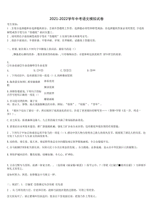 2021-2022学年甘肃省白银市平川考语文全真模拟试题含解析.docx