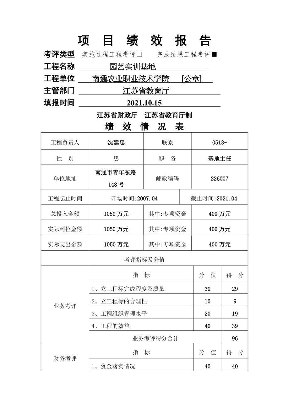 项目绩效报告.doc_第1页