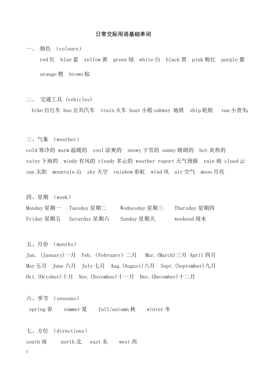 英语日常交际用语基础单词.doc_第1页