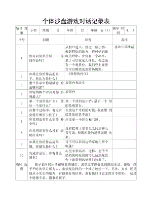 个体沙盘游戏对话记录表.docx