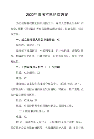 2022年防汛抗旱抢险方案.docx