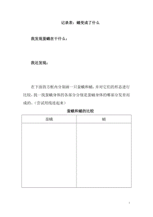 教科版小学科学三年级下册记录表：蛹变成了什么.doc