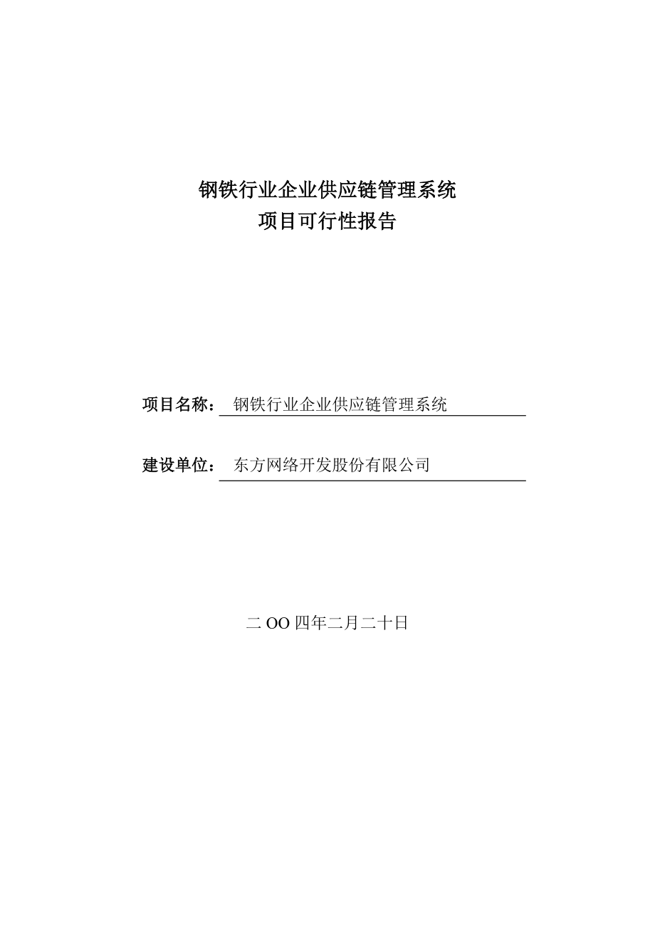 钢铁企业供应链管理项目可行性研究报告.doc_第1页