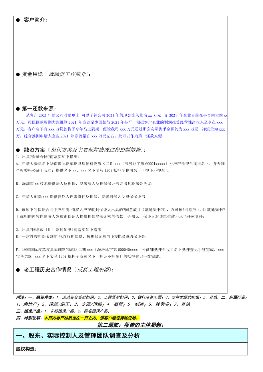 银行融资担保项目尽职调查报告A角.doc_第2页