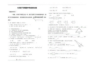 七年级下学期期中考试数学试卷(3页).doc