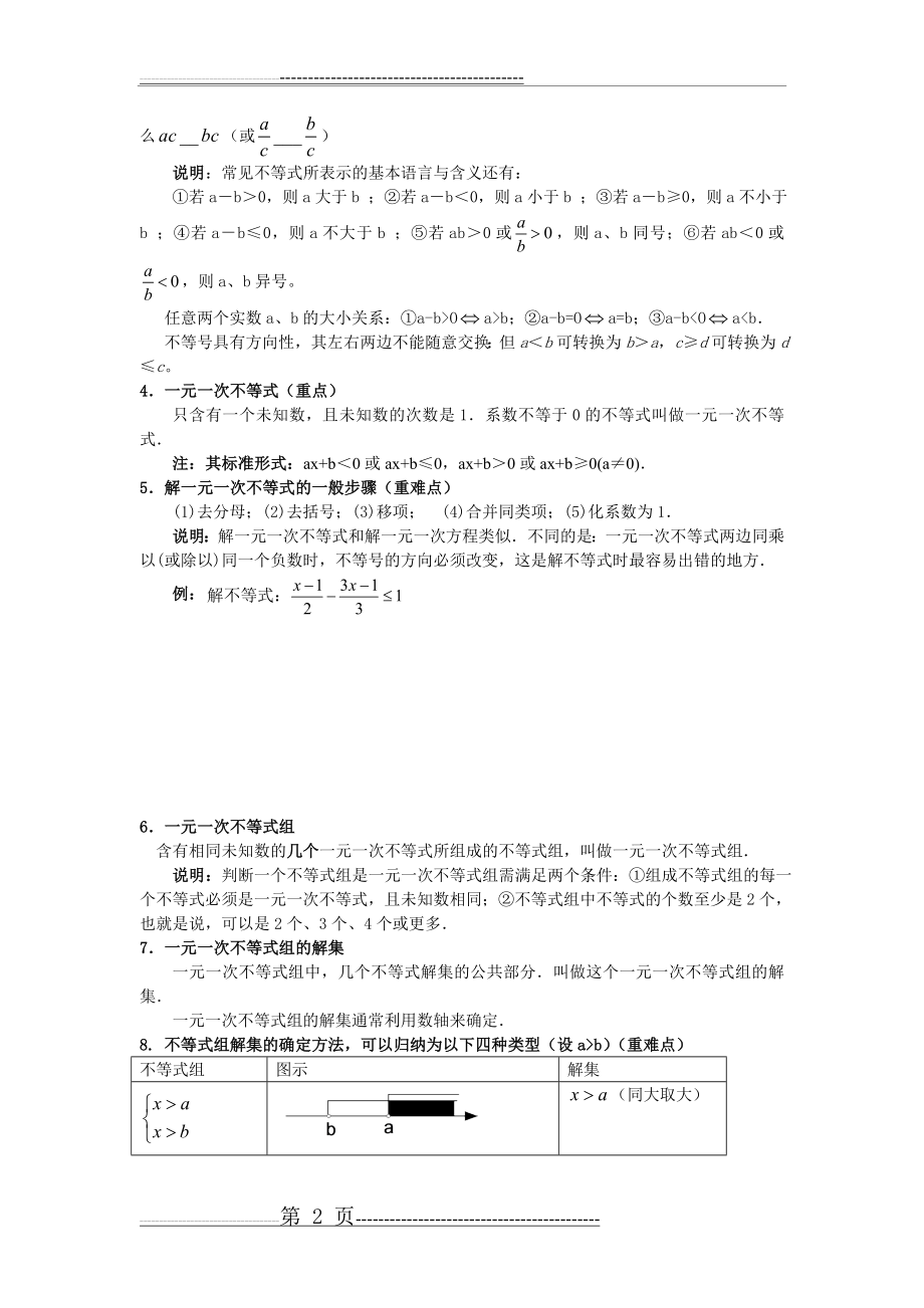 一元一次不等式复习讲义(10页).doc_第2页