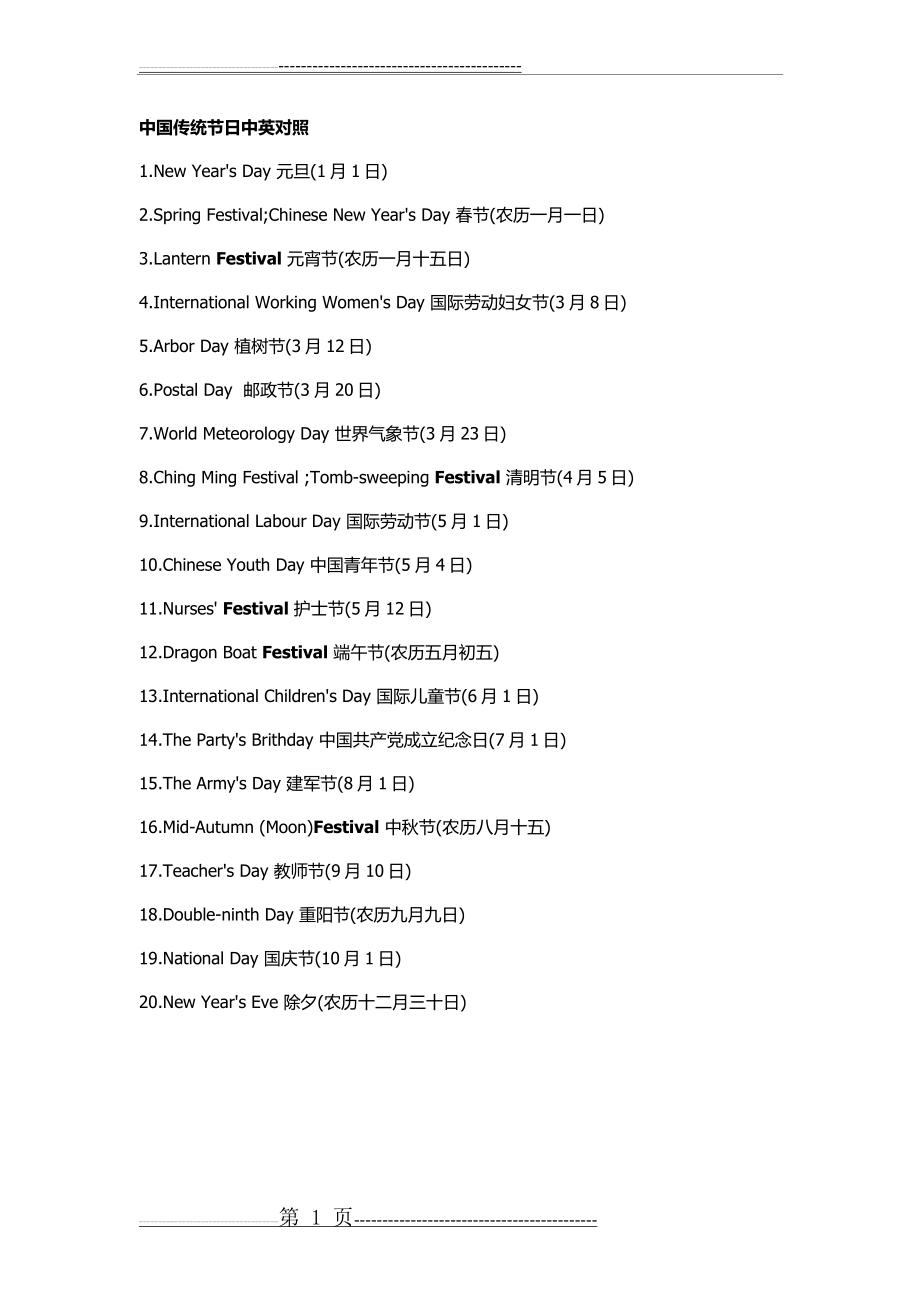 中国传统节日英语(5页).doc_第1页