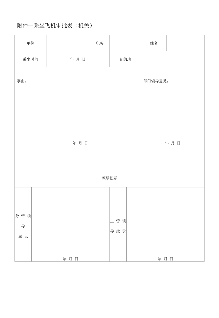 附件1：乘坐飞机审批表.docx_第1页