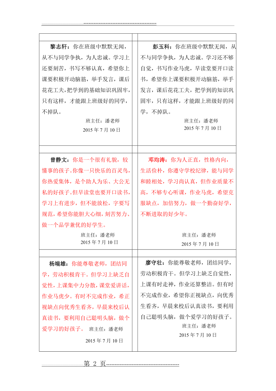 一年级下册期末评语(19页).doc_第2页