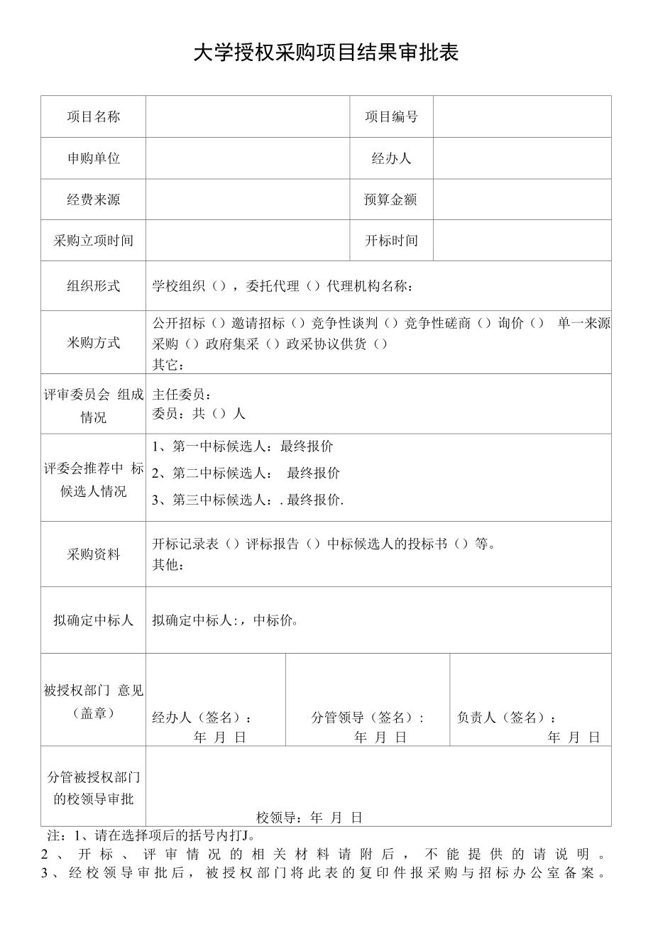 大学授权采购项目结果审批表.docx_第1页