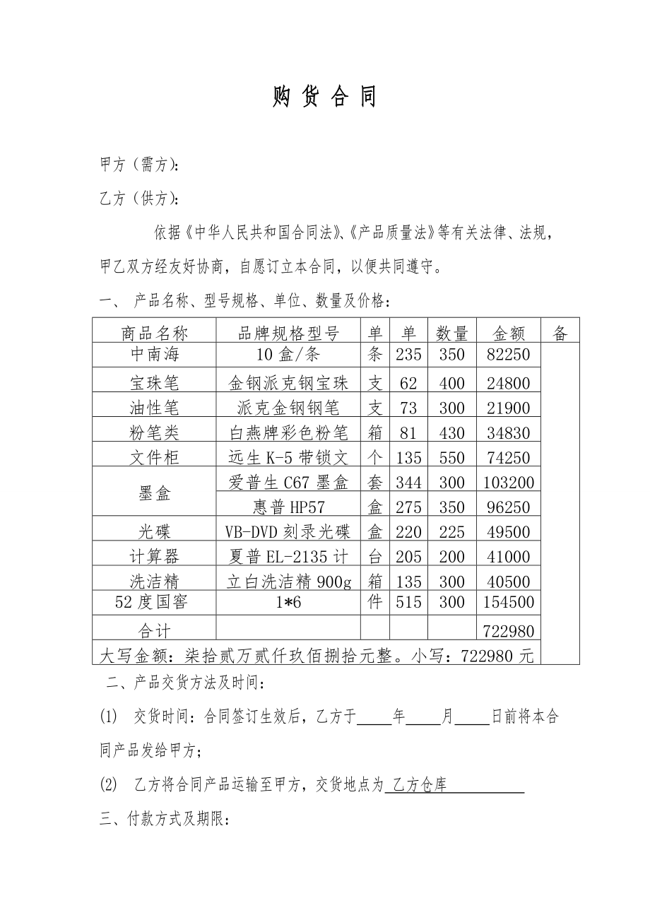 购销合同(百货).doc_第1页