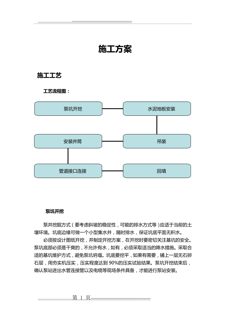 一体化泵站施工方案(18页).doc_第1页