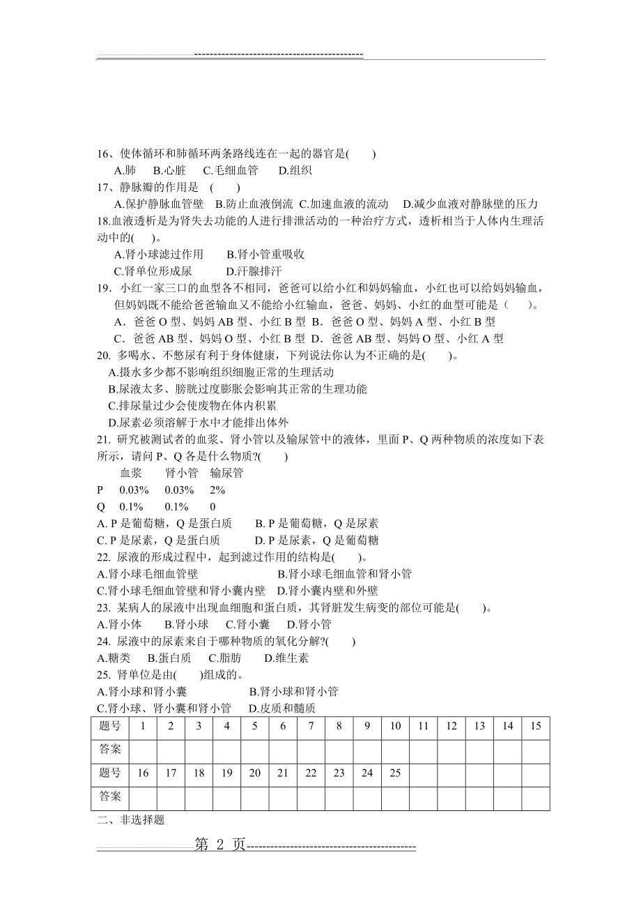 七年级生物下册第四章至第五章测试卷(4页).doc_第2页