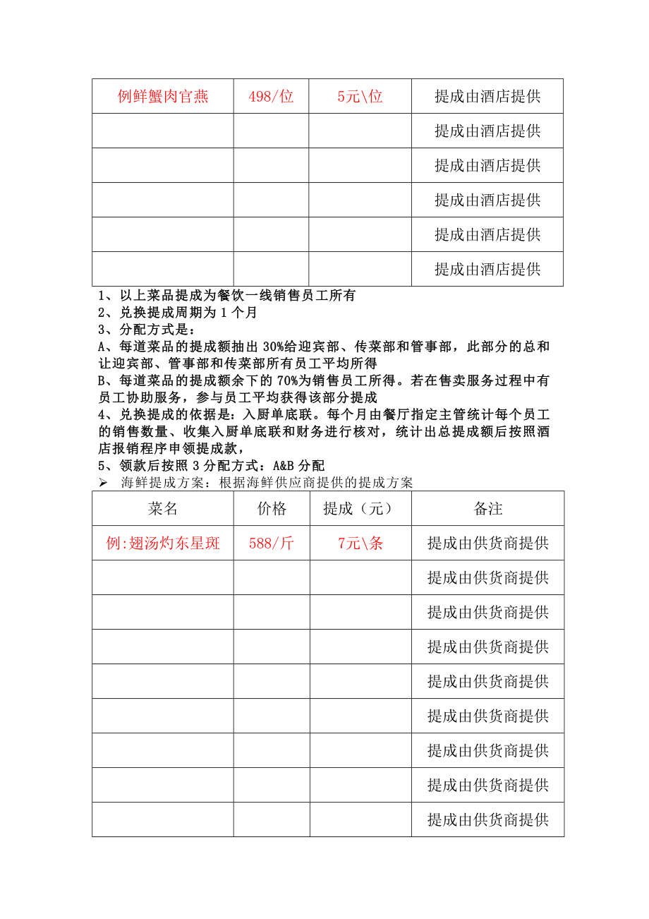 餐饮部海鲜酒水提成方案.doc_第2页