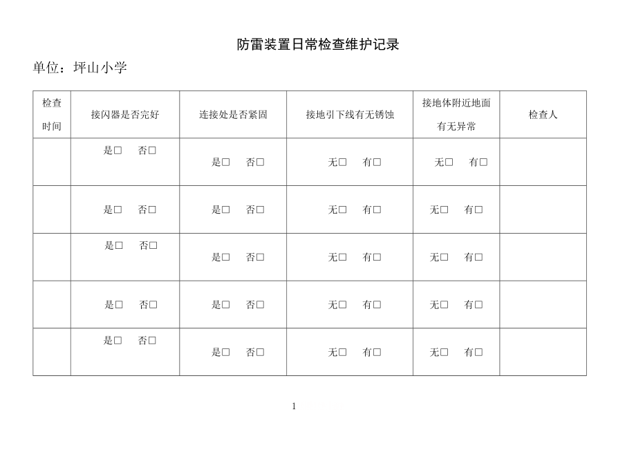 【6..8】防雷装置日常检查维护记录.doc_第1页