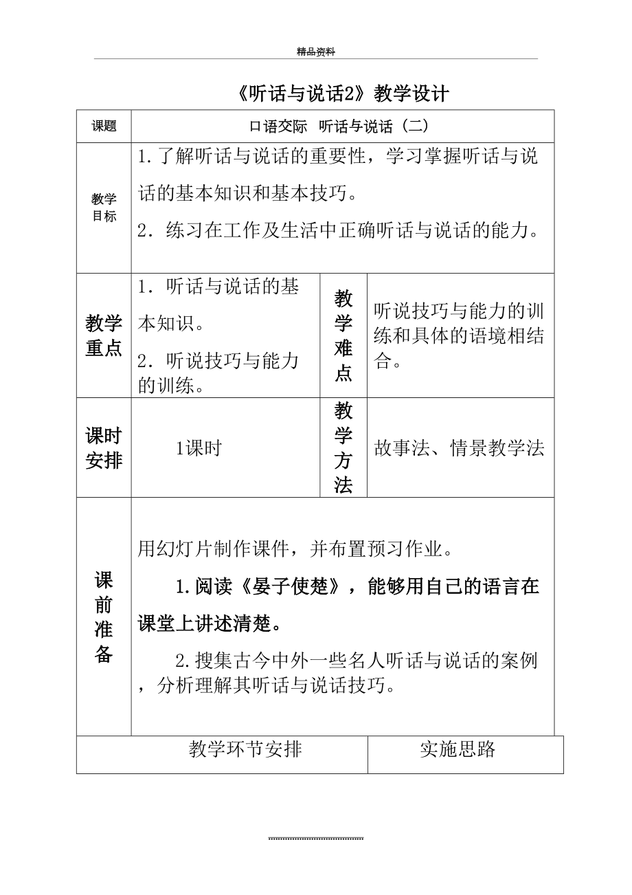 最新《听话与说话2》教学设计.doc_第2页