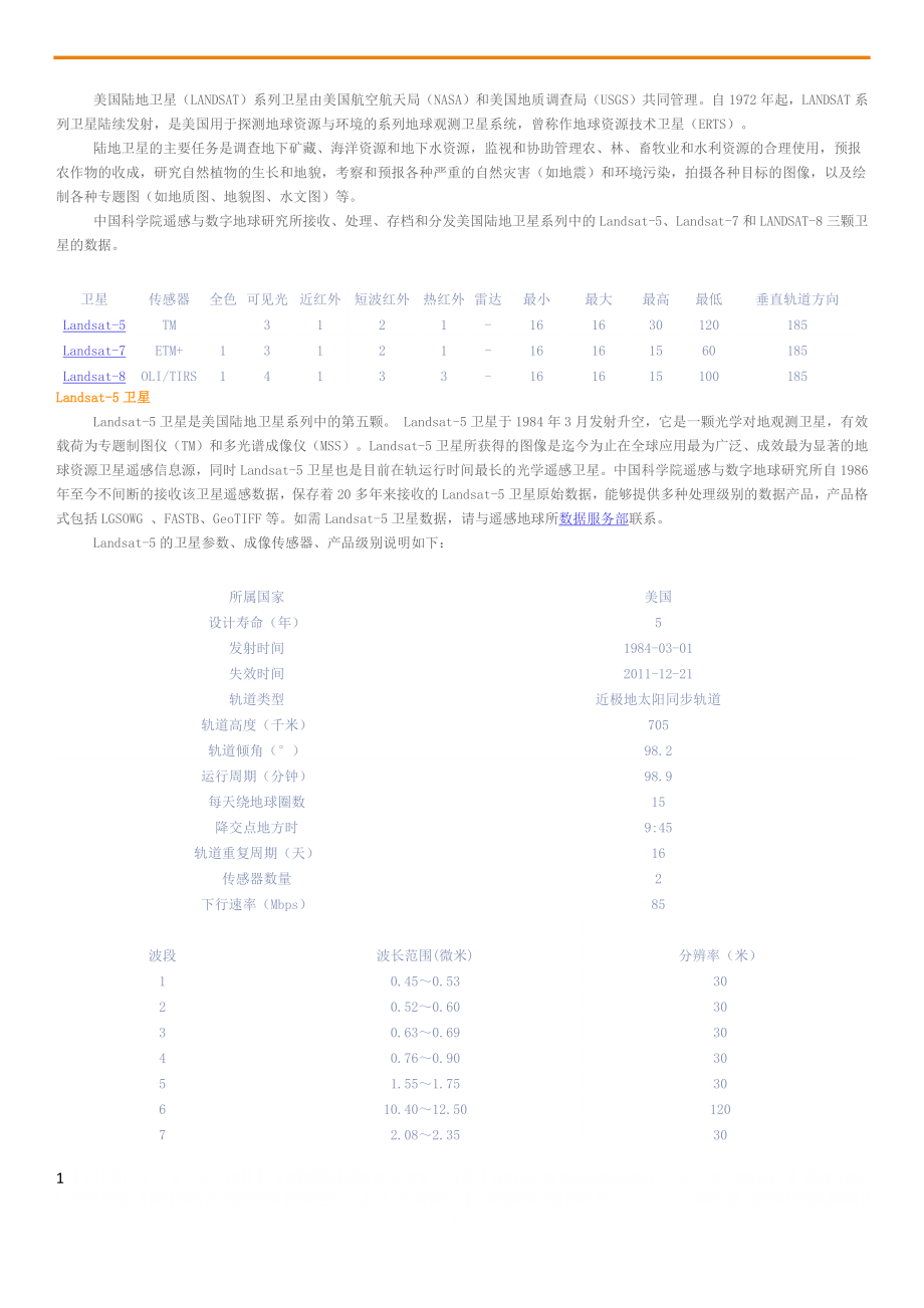 Landsat卫星参数.doc_第1页