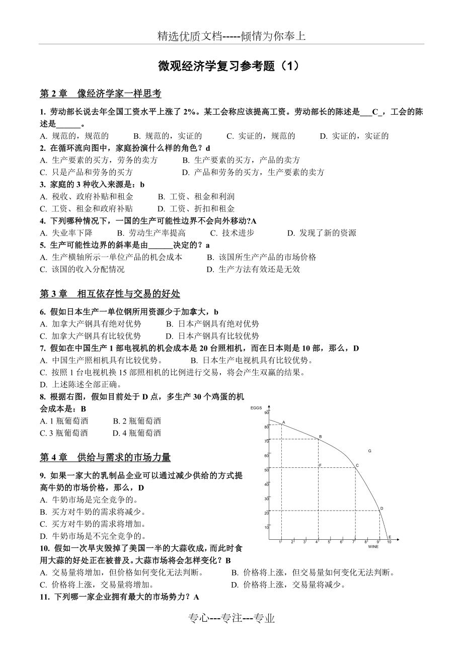 微观经济学复习参考题(1-5)汇总修正版(共14页).doc_第1页