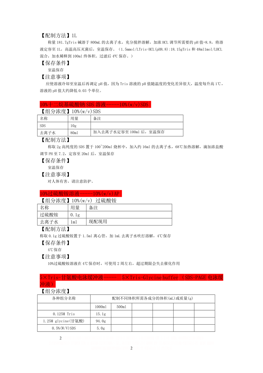 SDS-PAGE所有详细试剂配方.doc_第2页