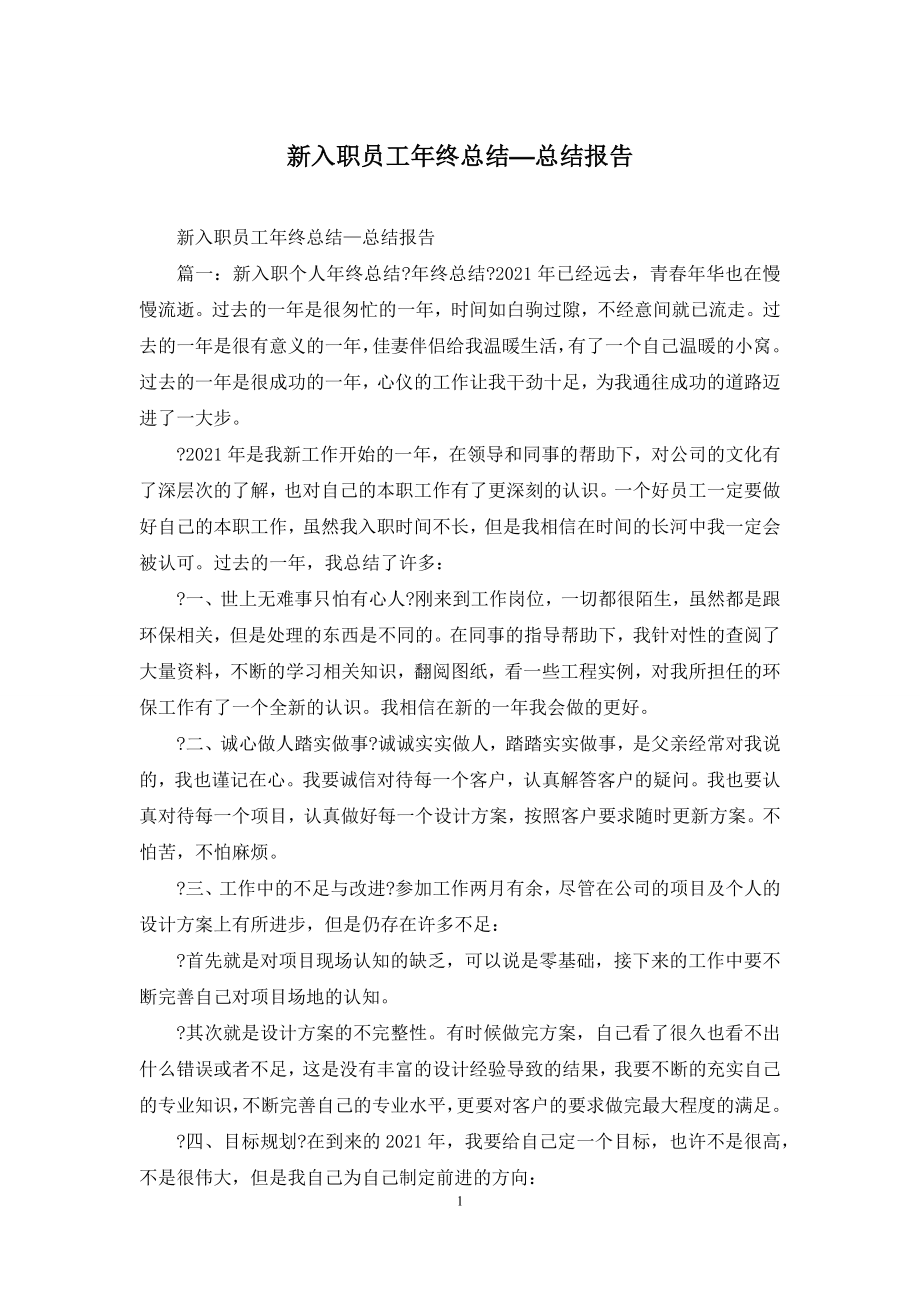 新入职员工年终总结—总结报告.docx_第1页