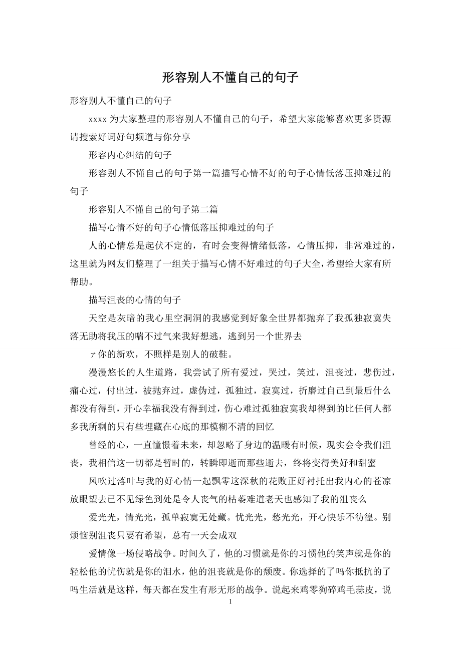 形容别人不懂自己的句子.docx_第1页