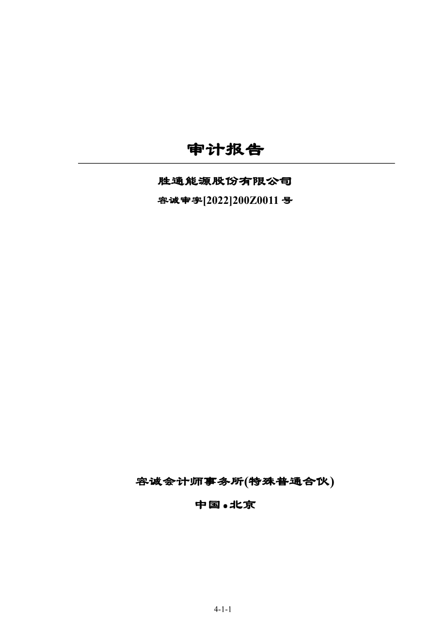 胜通能源：财务报表及审计报告（2019年度、2020年度、2021年度）.PDF_第1页