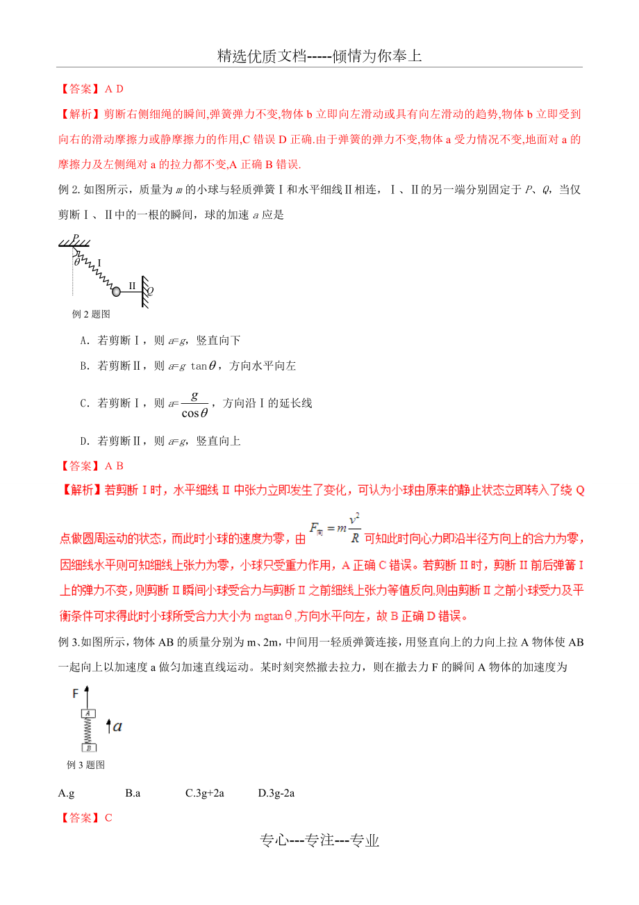 专题04-轻绳、轻杆、轻弹簧、接触面的暂态模型-高考物理模型法之实物模型法(解析版)(共10页).doc_第2页