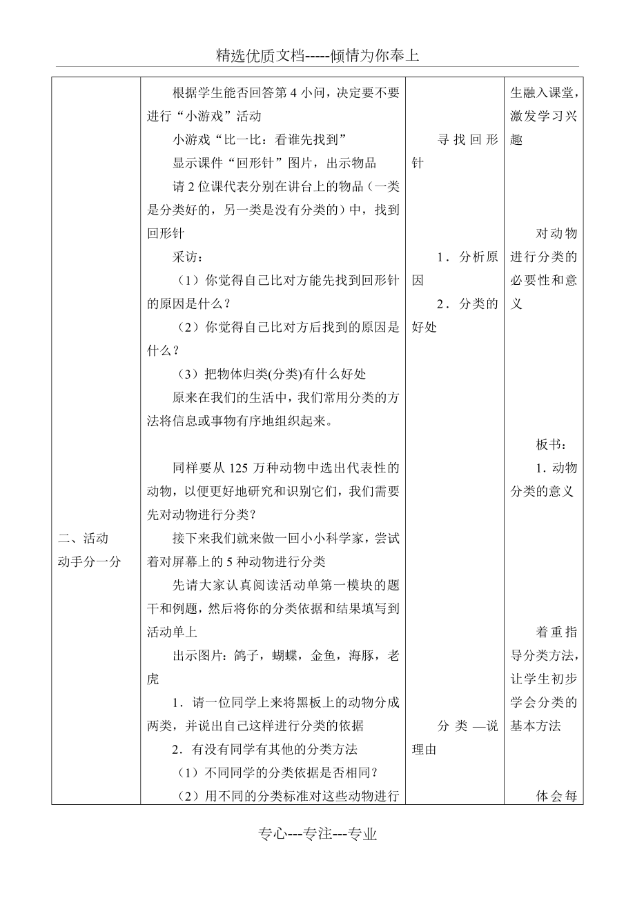 浙教版七年级科学上册：2.4-常见的动物--教案(共4页).doc_第2页