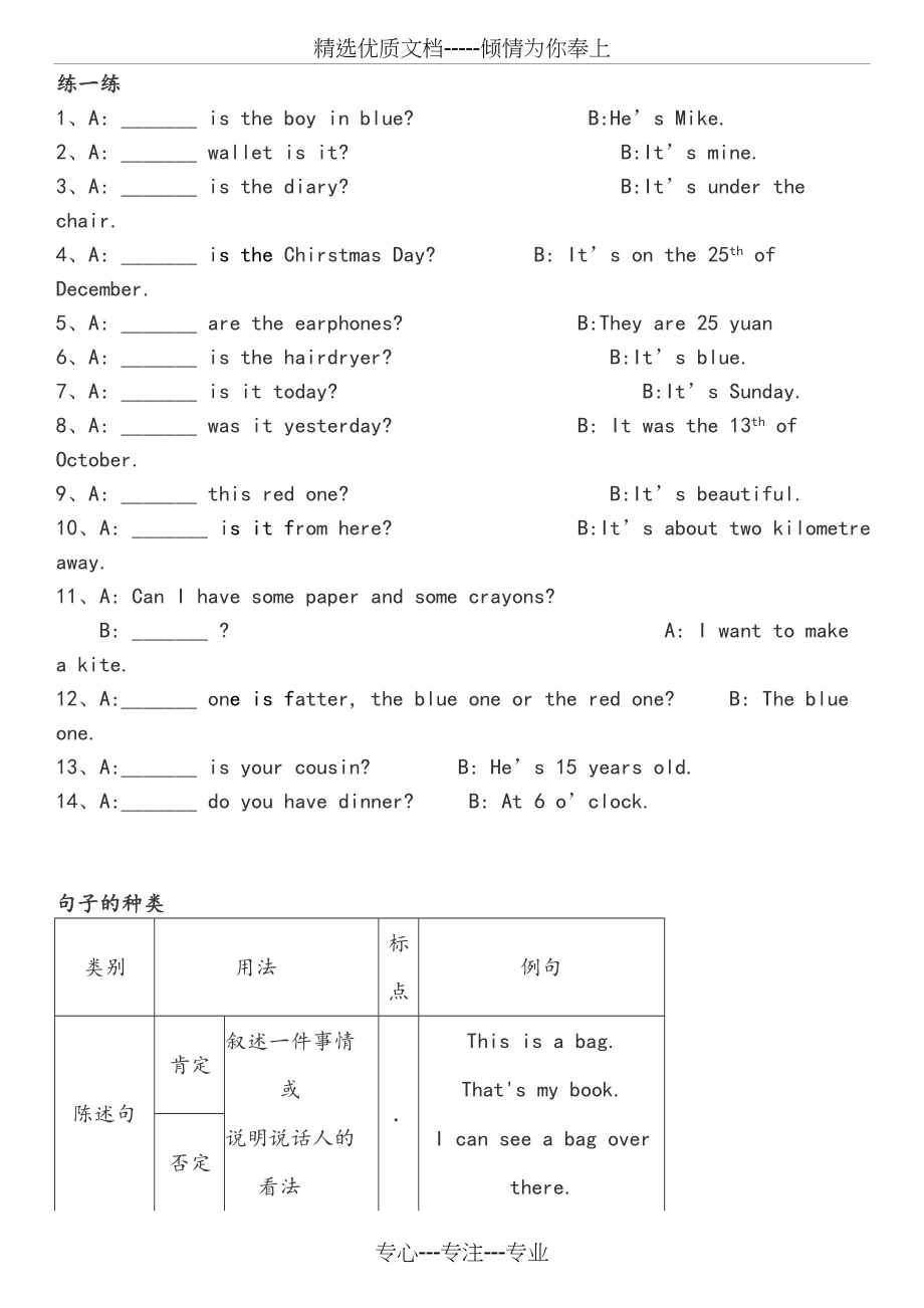 英语六年级《特殊疑问词》专项练习题(共4页).doc_第2页