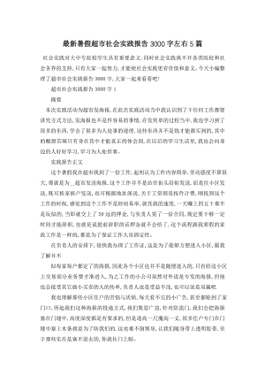 最新暑假超市社会实践报告3000字左右5篇.doc