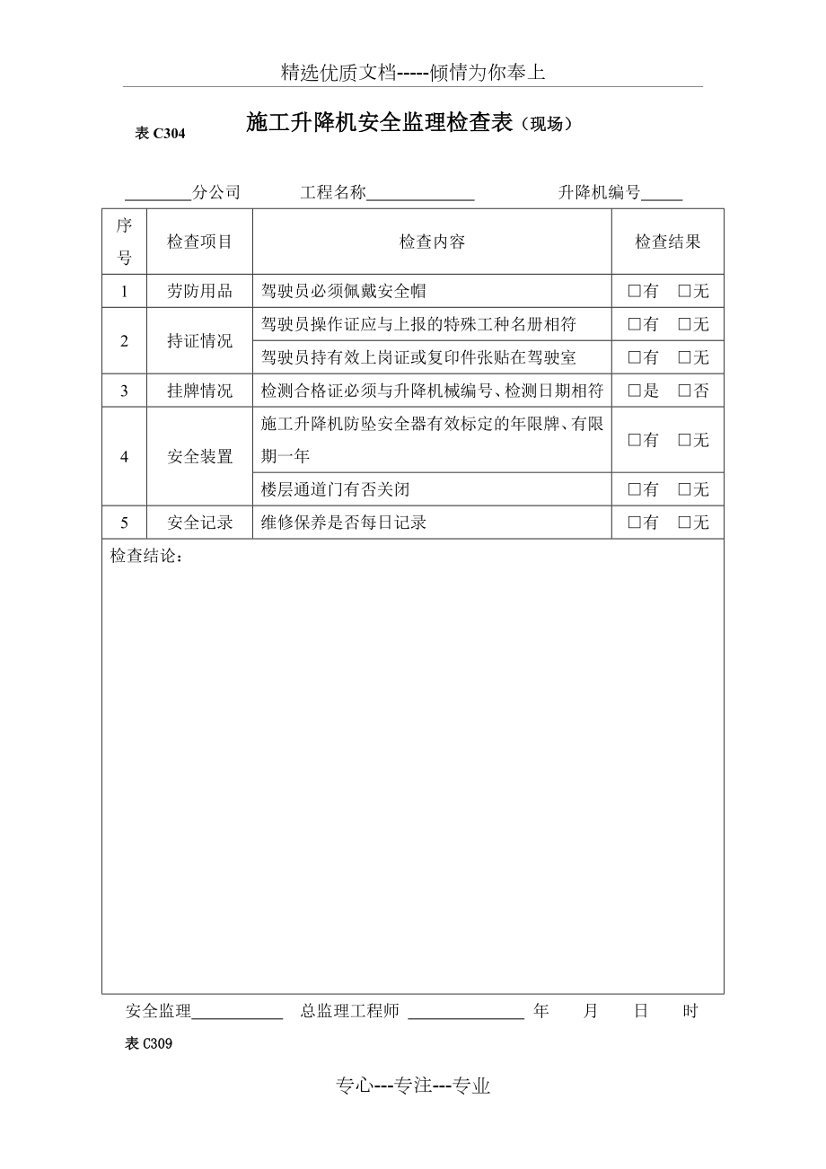 施工升降机安全监理检查表(共4页).doc_第1页