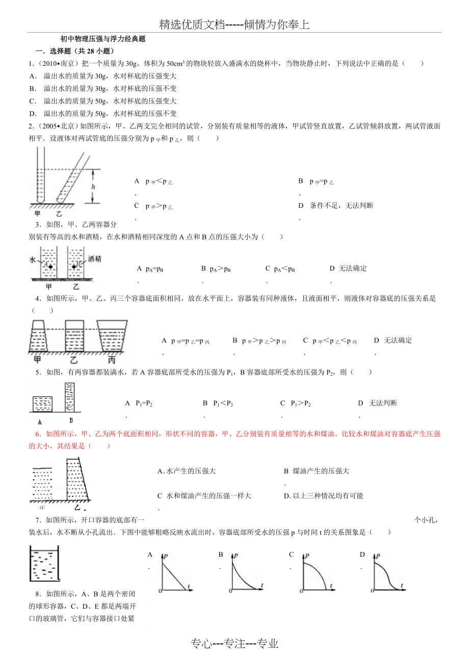 初中物理压强与浮力经典题(共14页).doc_第1页