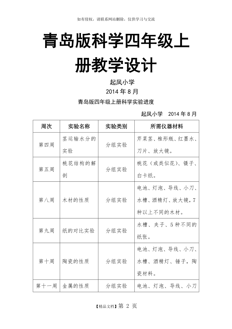 青岛版五四制四年级科学上册全册教案.doc_第2页