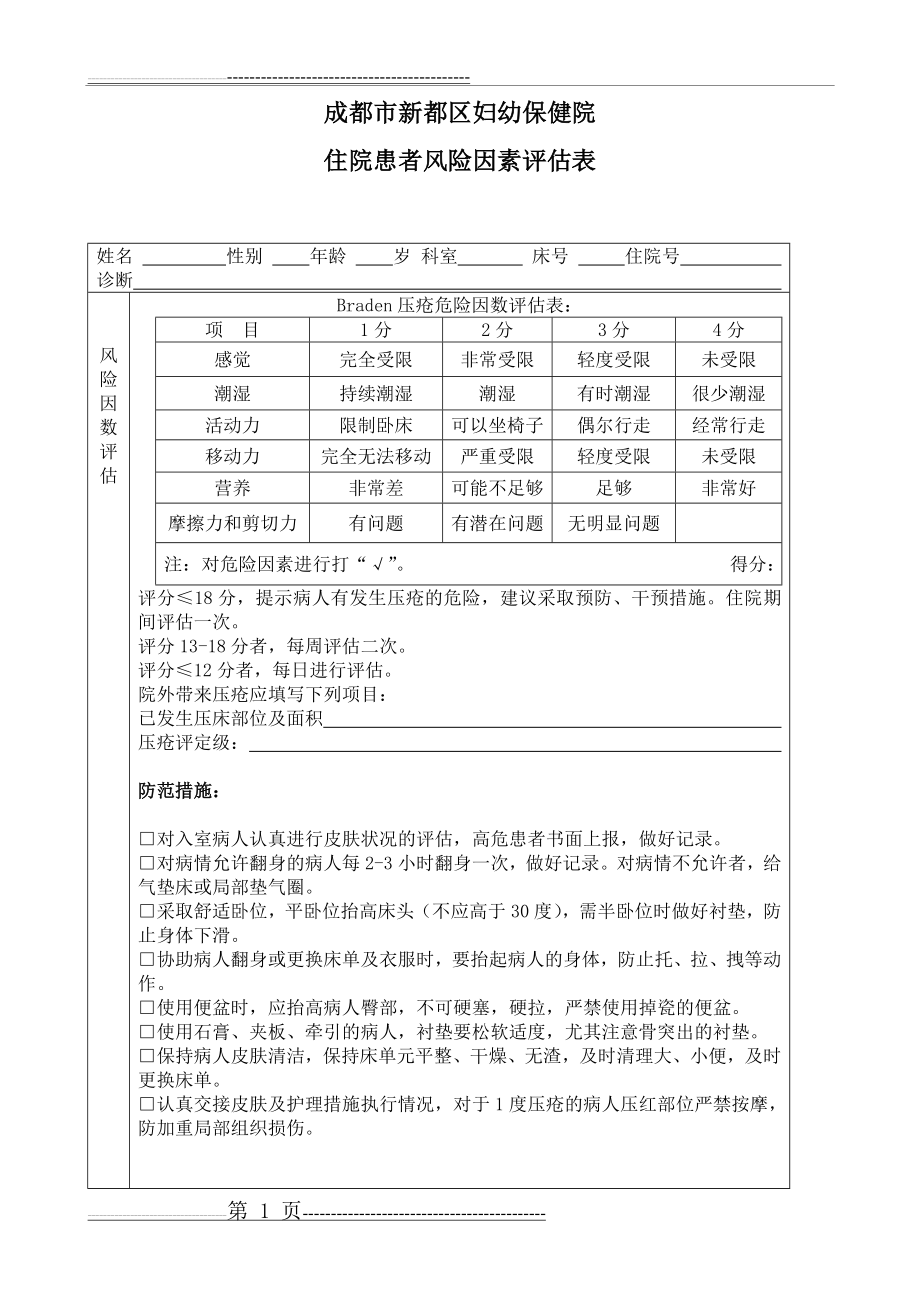 入院病人风险评估表(4页).doc_第1页