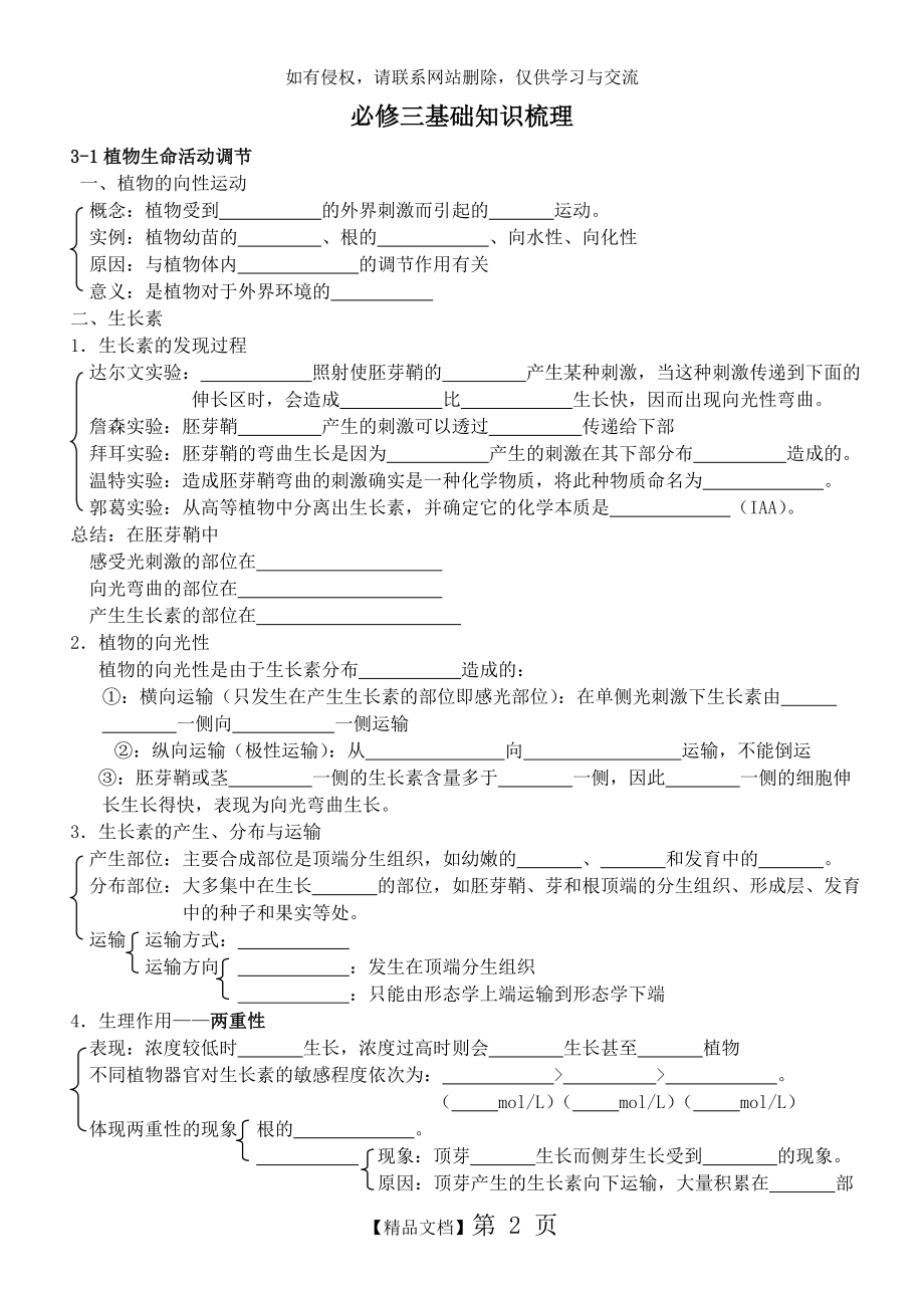 高中生物必修三知识填空.doc_第2页