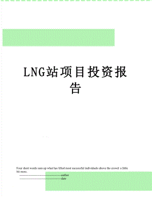 最新LNG站项目投资报告.doc